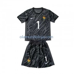 Camisola França Hugo Lloris 1 Guarda-redes Criança Equipamento Segundo Euro 2024 Manga Curta